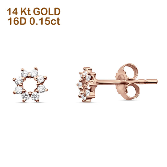 Floral Open Circle Diamond Stud Earring 14K Rose Gold 0.15ct Wholesale