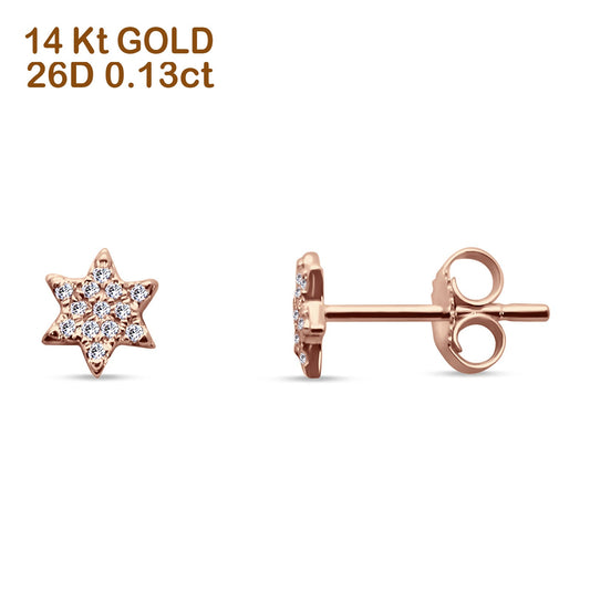 Minimalist Star Diamond Stud Earring 14K Rose Gold 0.13ct Wholesale