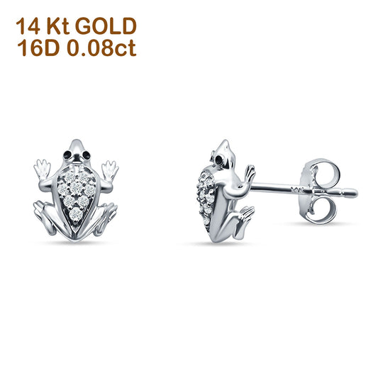 Diamond Frog Stud Earrings 14K White Gold 0.08ct Wholesale