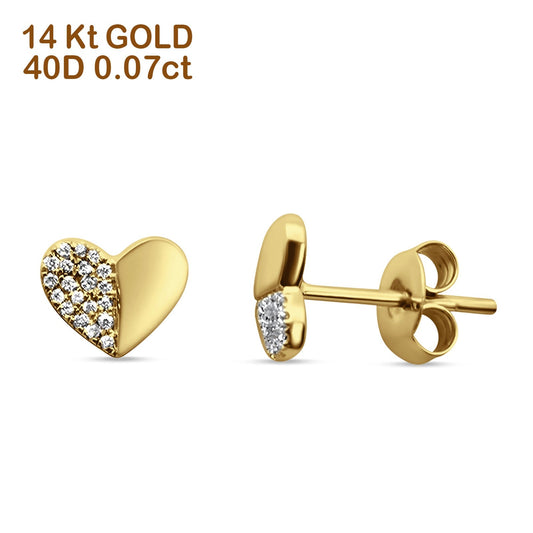 diamond heart stud earrings