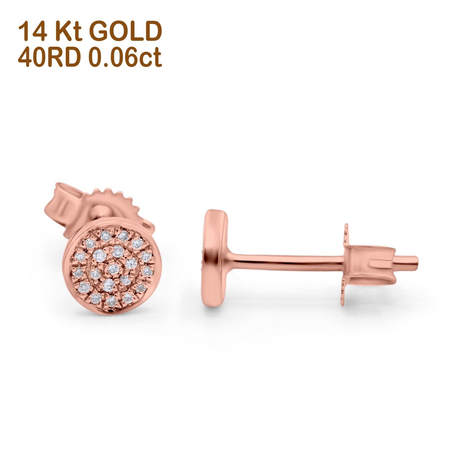 14K Rose Gold .06ct Hexagon Shaped Diamond Stud Earrings