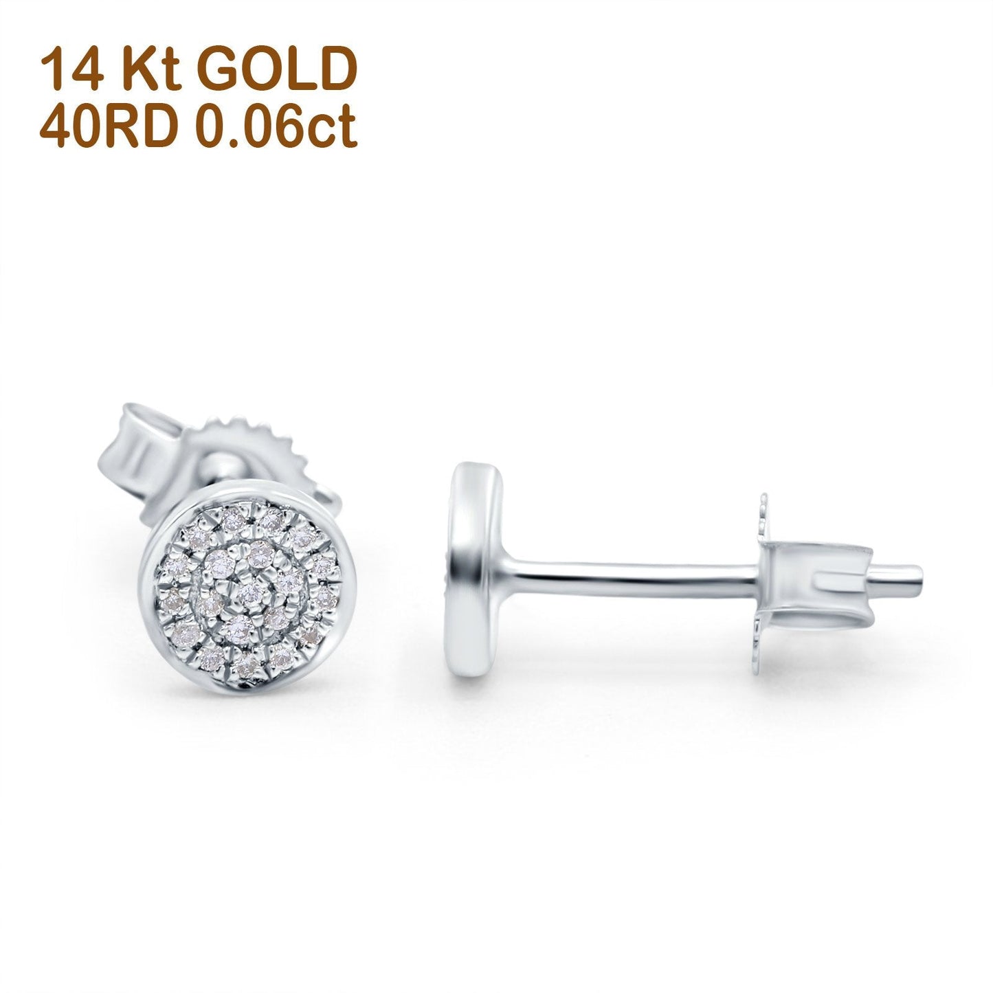 14K White Gold .06ct Hexagon Shaped Diamond Stud Earrings