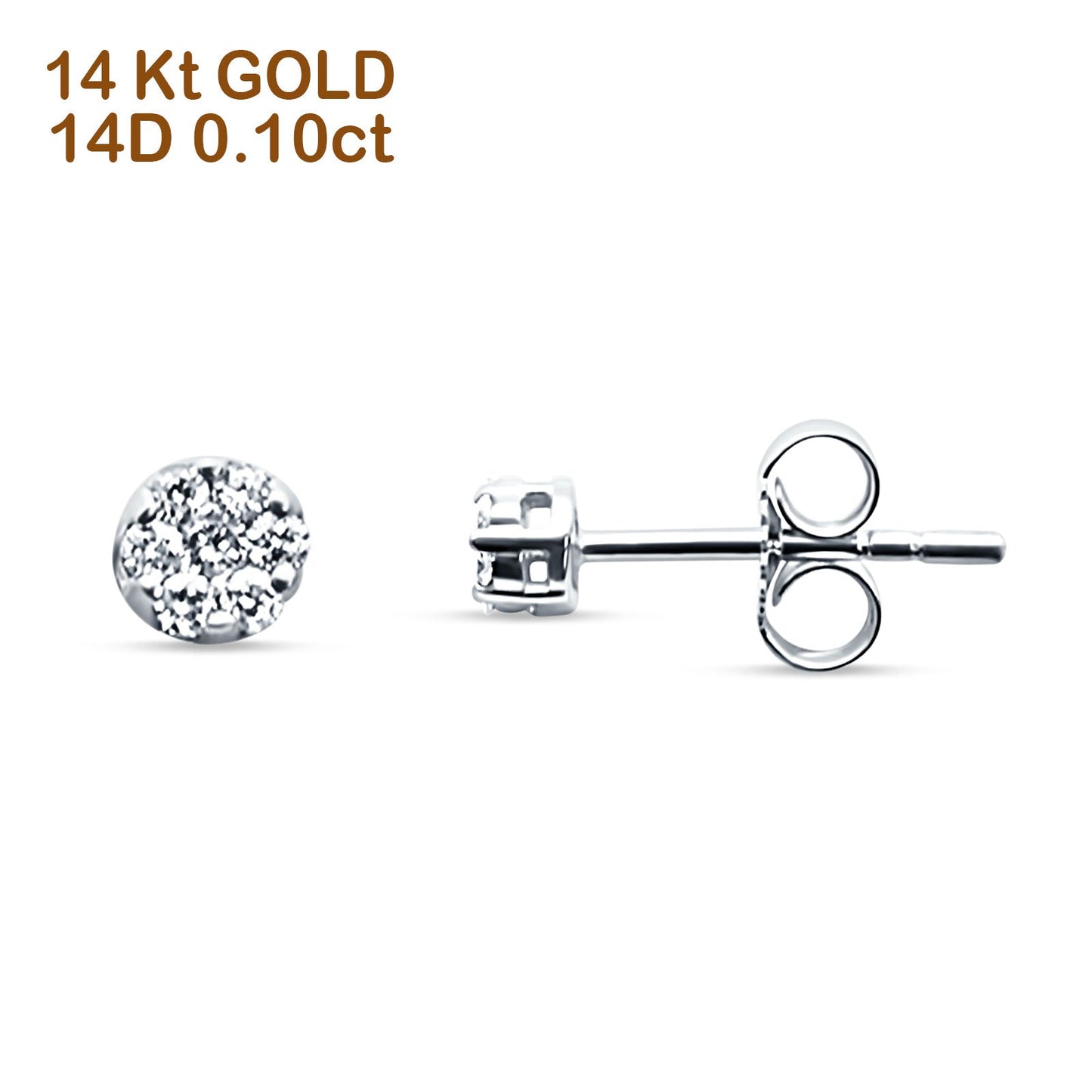 Solid 14K White Gold 3.4mm Round Diamond Stud Earrings Push Back Lovely Earring Wholesale