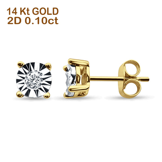 14K Solid Yellow Gold Diamond Stud Earrings Wholesale