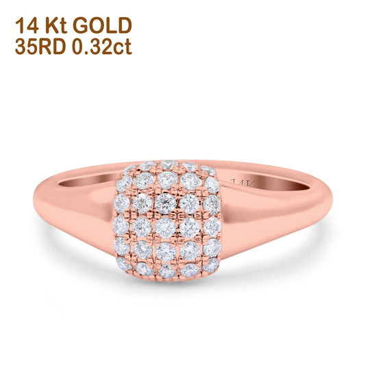 14K Rose Gold 0.32ct Square Cluster Art Deco 8mm G SI Diamond Engagement Band Wedding Ring Size 6.5