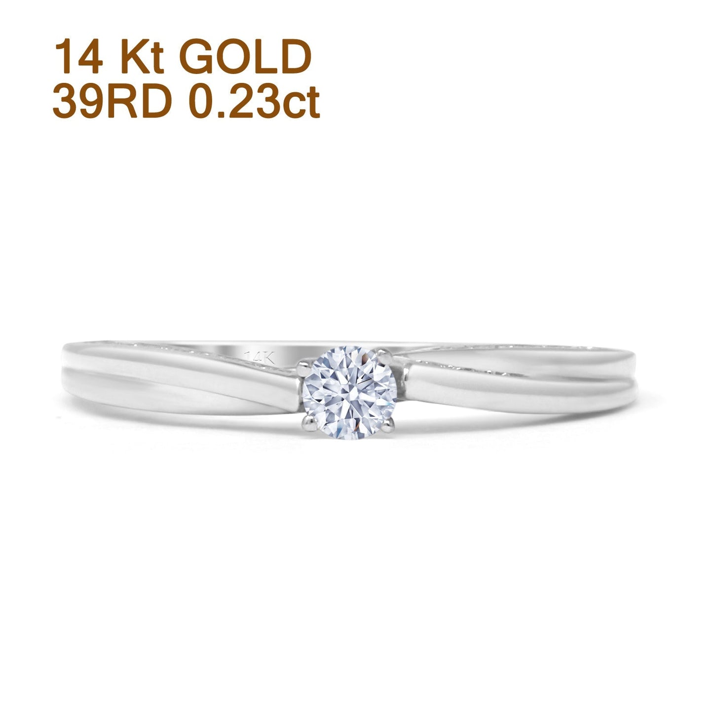 Solitaire Twisted Hidden Round Natural Diamond Ring 14K White Gold Wholeale