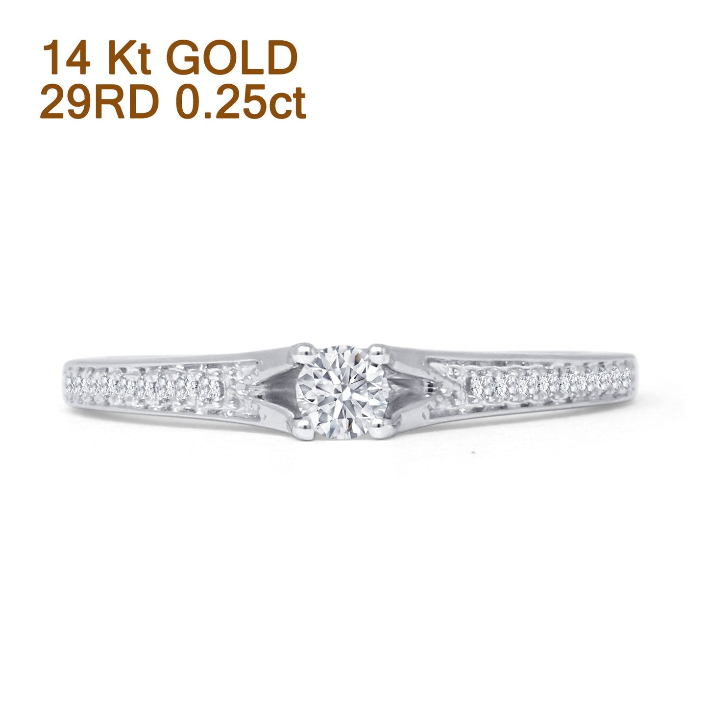 Solitaire 0.25ct Natural Diamond Round Engagement Ring 14K White Gold Wholesale