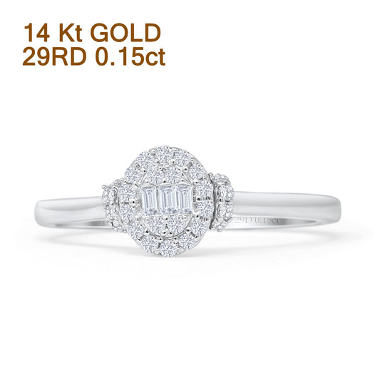 Cluster Diamond Ring 0.15ct Oval Shaped Natural 14K White Gold Wholesale