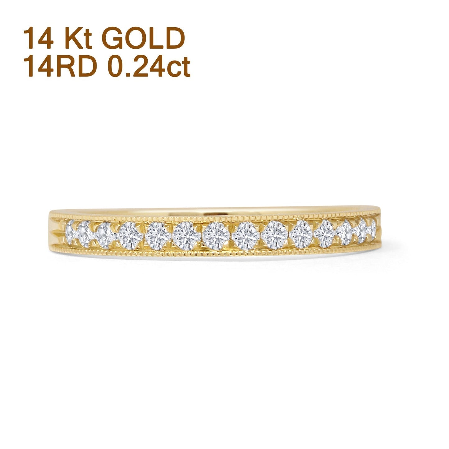 Minimalist 0.24ct Natural Diamond Half Eternity Ring 14K Yellow Gold Wholesale