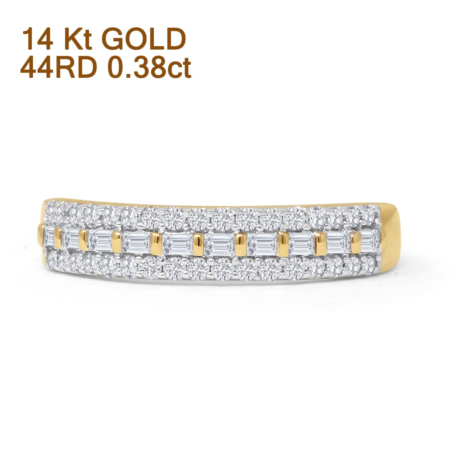 Three Row 0.38ct Diamond Half Eternity Ring 14K Yellow Gold Wholesale