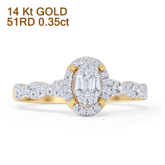 Infinity Twisted 0.35ct Diamond Oval Engagement Ring 14K Yellow Gold Wholesale