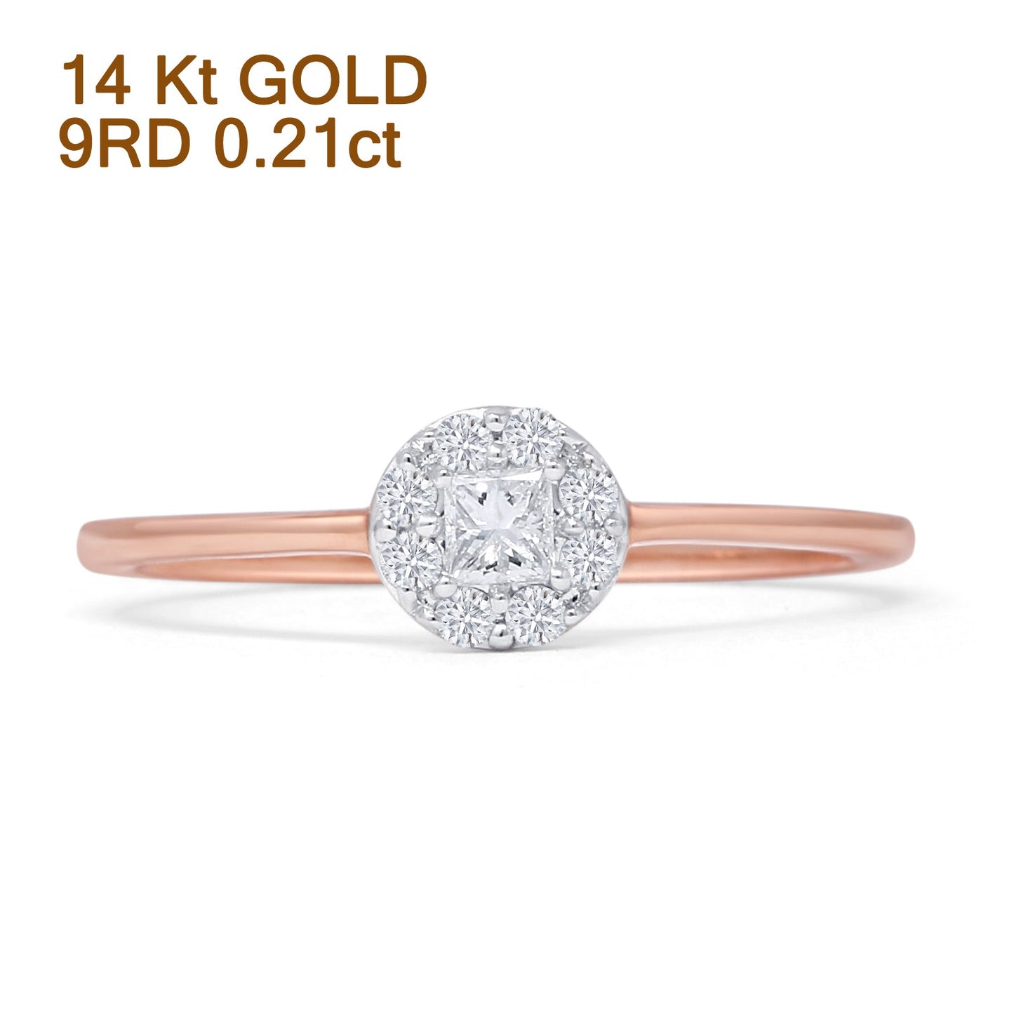 Minimalist 0.21ct Diamond Halo Engagement Ring 14K Rose Gold Wholesale