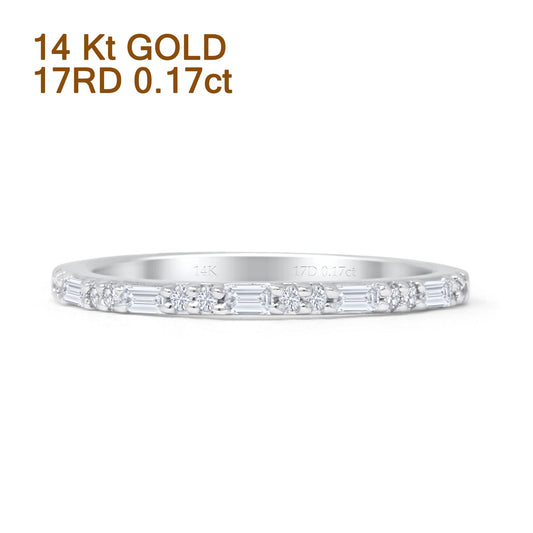 Dainty Round & Baguette 0.17ct Diamond Eternity Ring 14K White Gold Wholesale