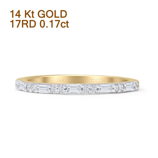 Dainty Round & Baguette 0.17ct Diamond Eternity Ring 14K Yellow Gold Wholesale