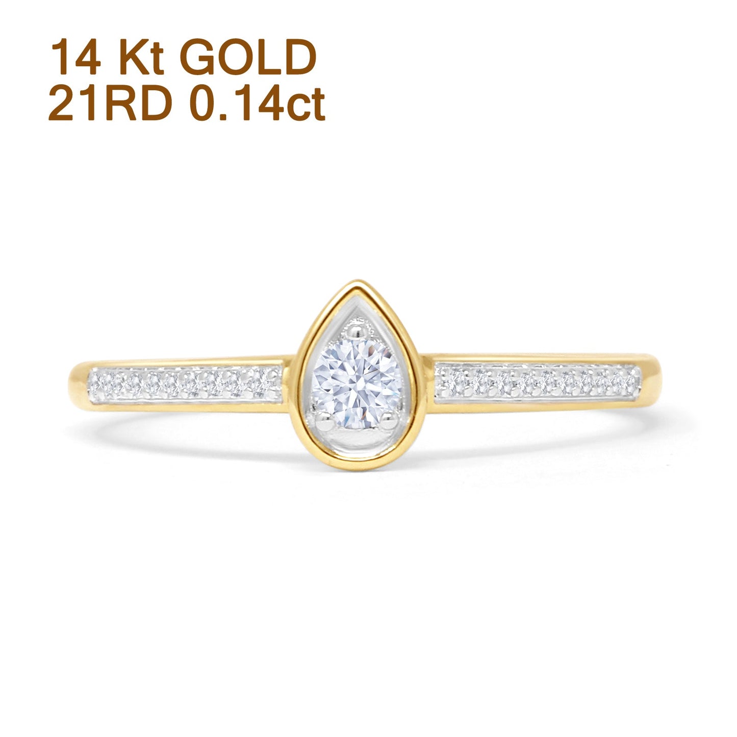 Pear Teardrop Stackable Round Natural Diamond Ring 14K Yellow Gold Wholesale