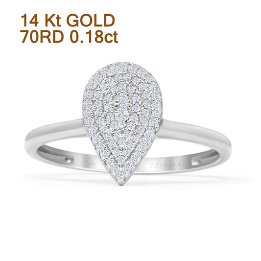 Pear Teardrop Cluster Round Natural Diamond Eangagement Ring 14K White Gold Wholesale