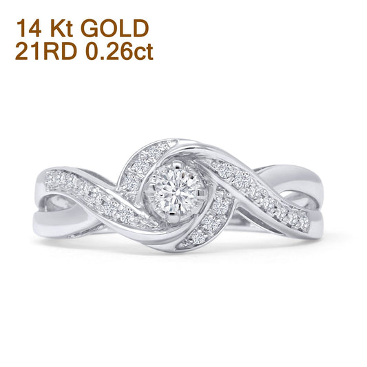 Infinity Swirl 0.26ct Natural Diamond Round Engagement Ring 14K White Gold Wholesale