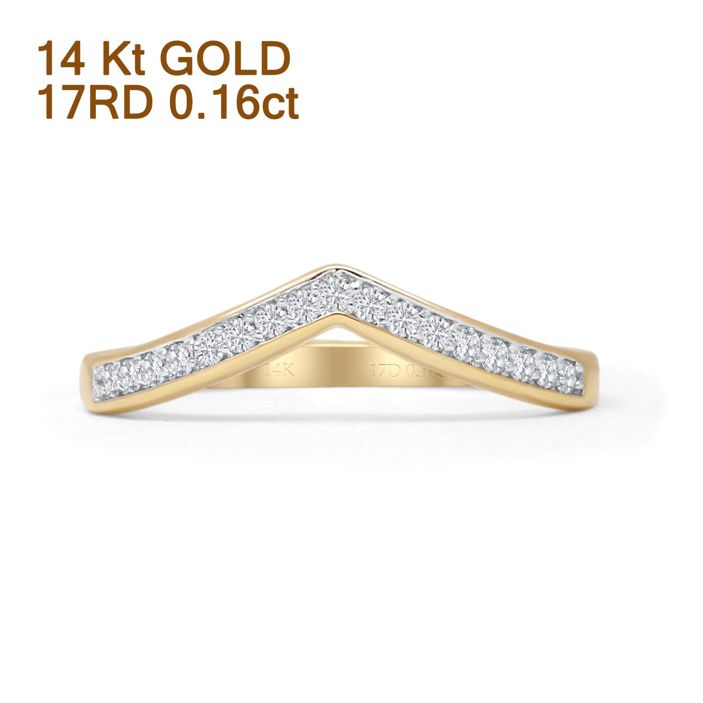 Chevron Wedding Band 0.16ct Natural Diamond 14K Yellow Gold Wholesale