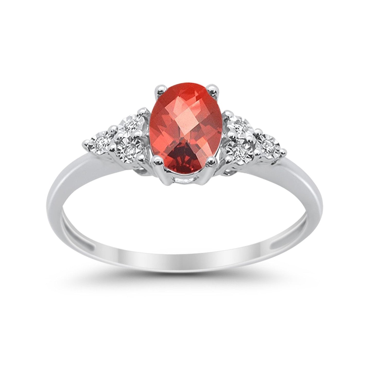 10K 1.09ct White Gold Oval Garnet Diamond Ring Size 6.5