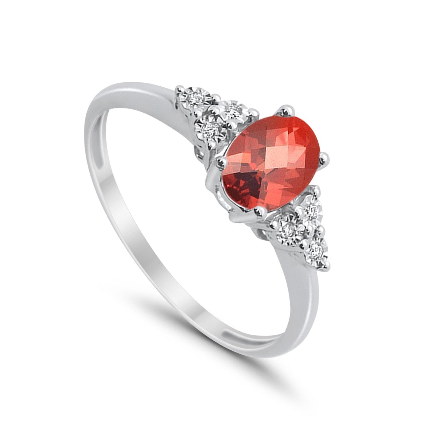 10K 1.09ct White Gold Oval Garnet Diamond Ring Size 6.5