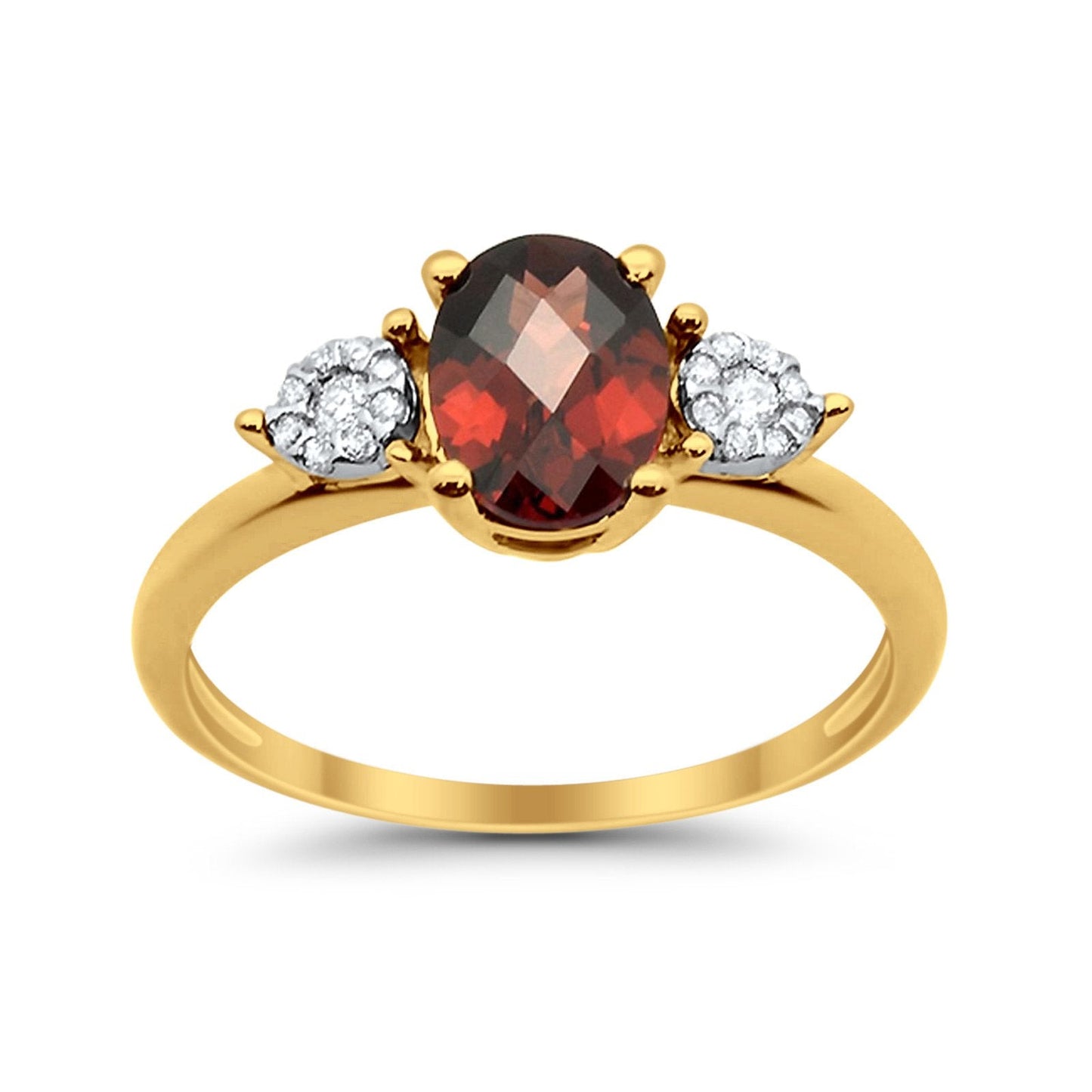 10K 1.38cts Yellow Gold Oval Garnet Diamond Ring Size 6.5