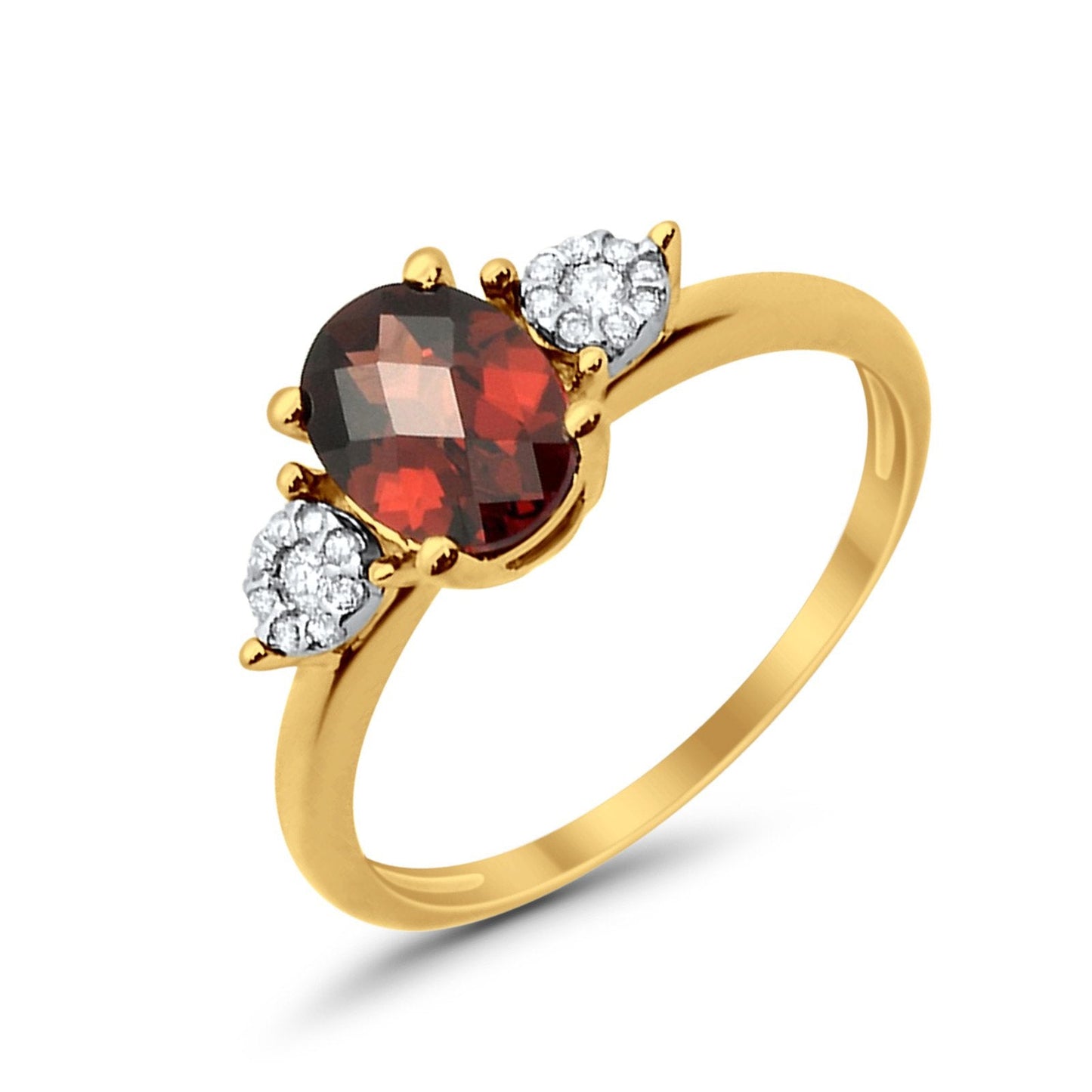 10K 1.38cts Yellow Gold Oval Garnet Diamond Ring Size 6.5