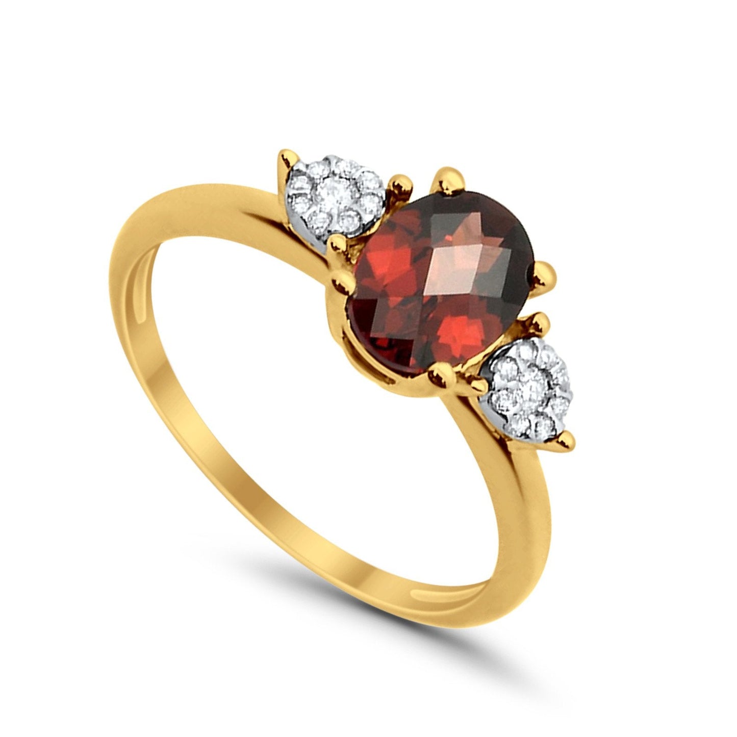 10K 1.38cts Yellow Gold Oval Garnet Diamond Ring Size 6.5