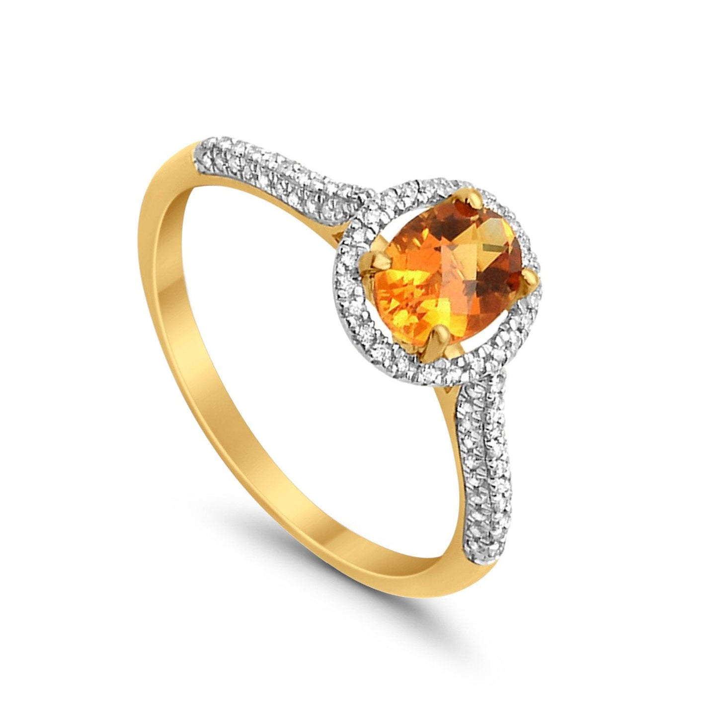 10K 0.9cts Yellow Gold Oval Citrine Gemstone & Diamond Ring Size 6.5