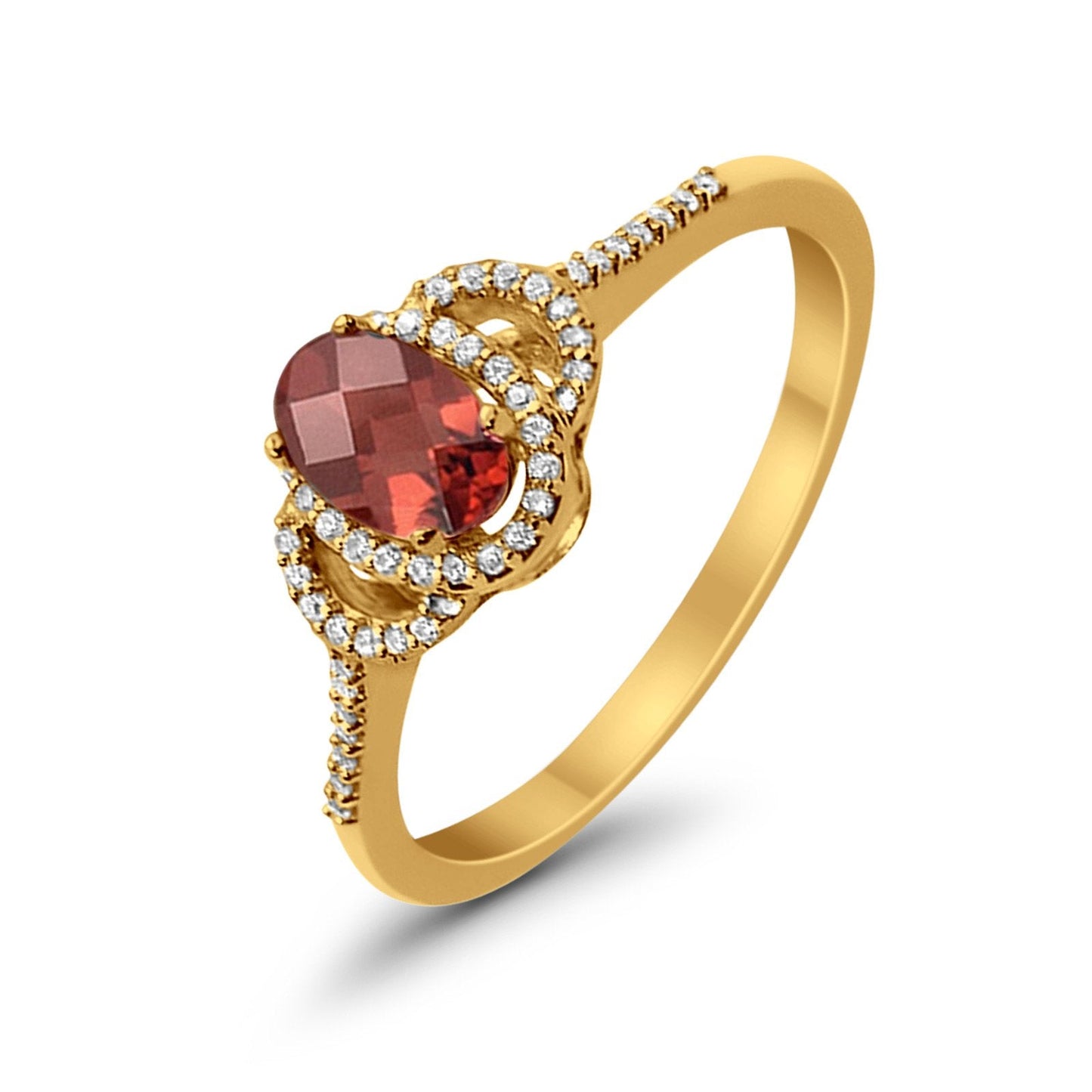 10K Yellow Gold Oval Garnet .81ct Diamond Ring Size 6.5