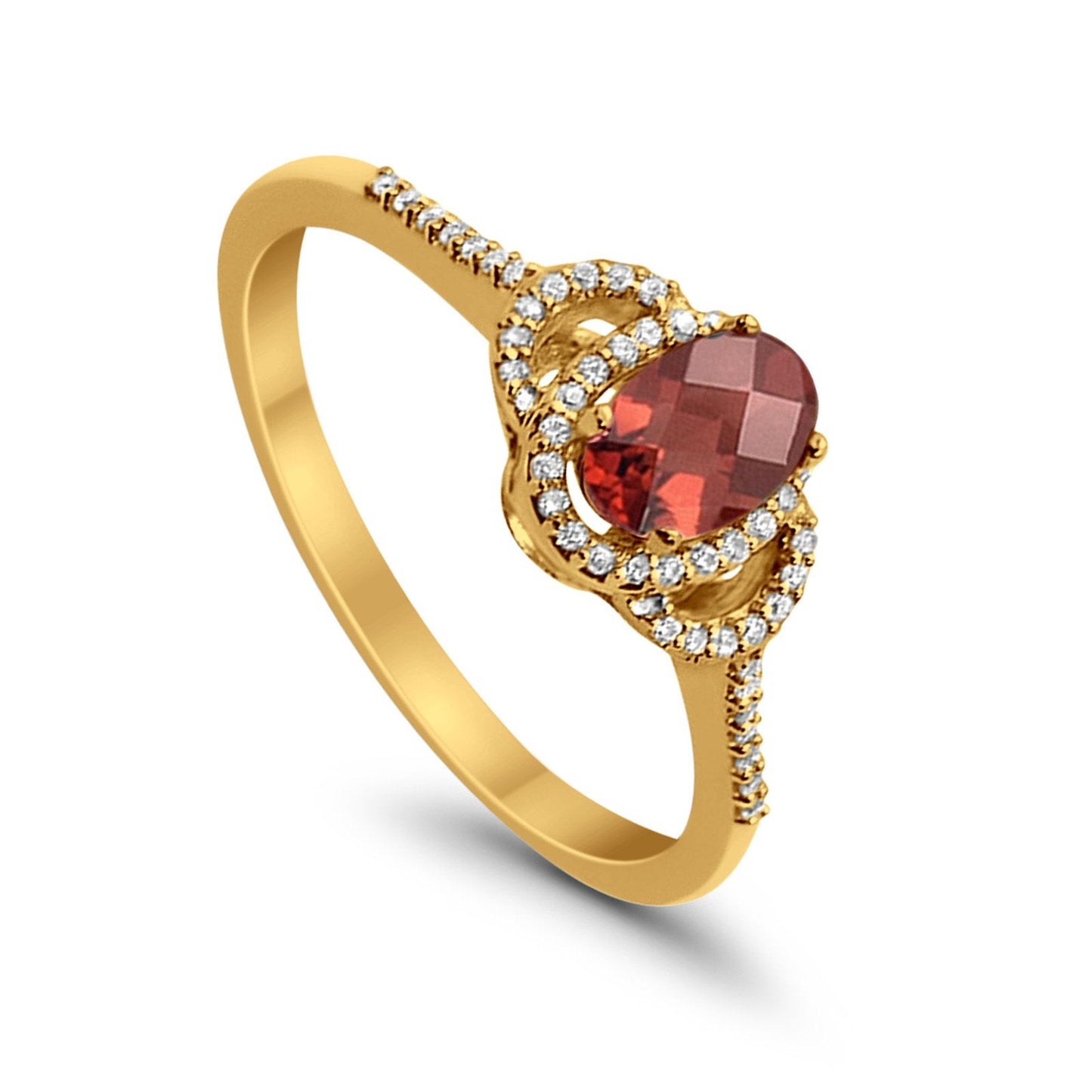 10K Yellow Gold Oval Garnet .81ct Diamond Ring Size 6.5