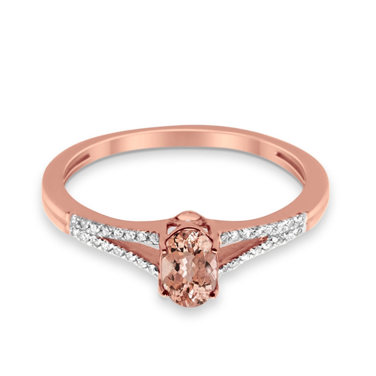 10K Rose Gold Oval Morganite 4x6 mm Diamond Ring .48cts Size 6.5