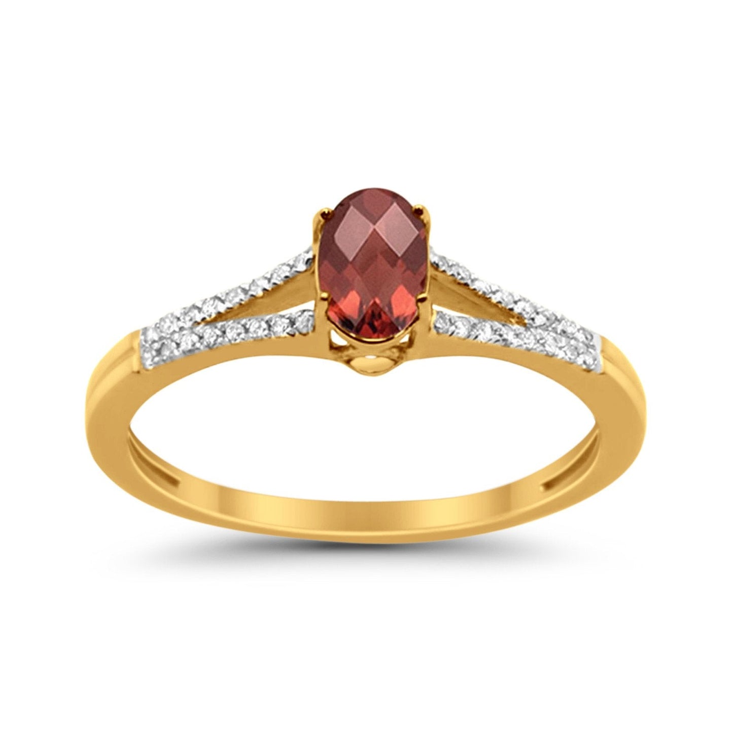 10K Yellow Gold Oval Garnet 4x6 mm Diamond Ring .96cts Size 6.5