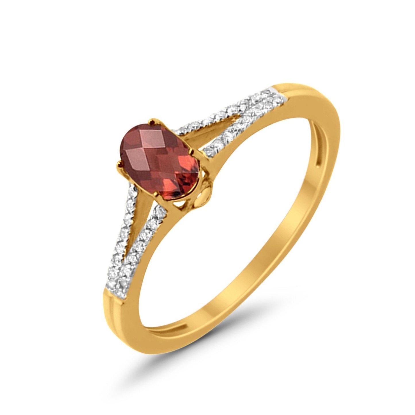 10K Yellow Gold Oval Garnet 4x6 mm Diamond Ring .96cts Size 6.5