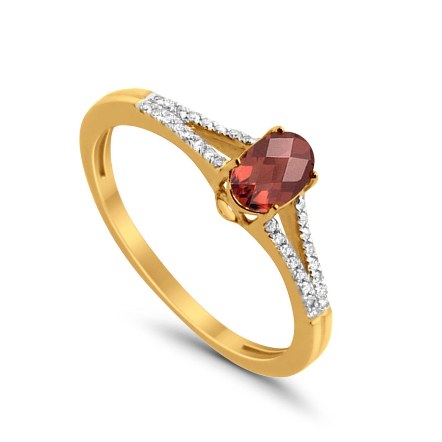 10K Yellow Gold Oval Garnet 4x6 mm Diamond Ring .96cts Size 6.5