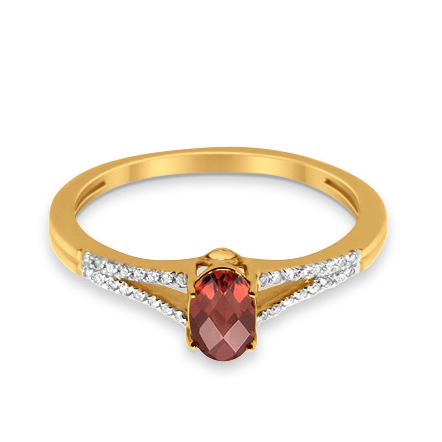 10K Yellow Gold Oval Garnet 4x6 mm Diamond Ring .96cts Size 6.5