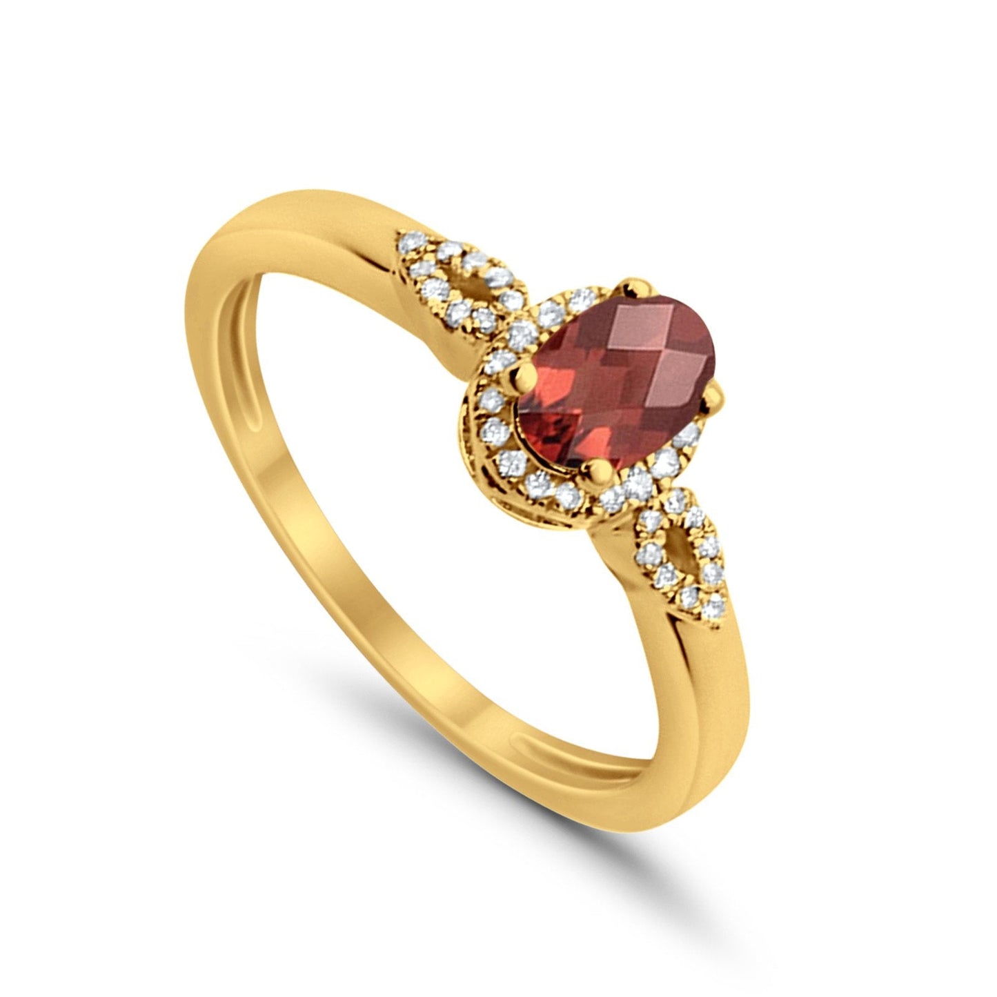 10K Oval 4x6 mm Diamond Ring .66cts Yellow Gold Garnet Size 6.5