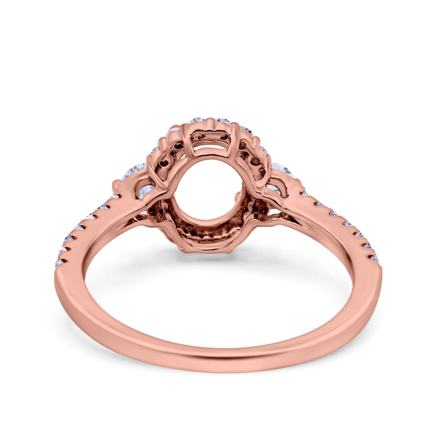 14K Rose Gold 0.47ct Oval Semi Mount Diamond Engagement Ring